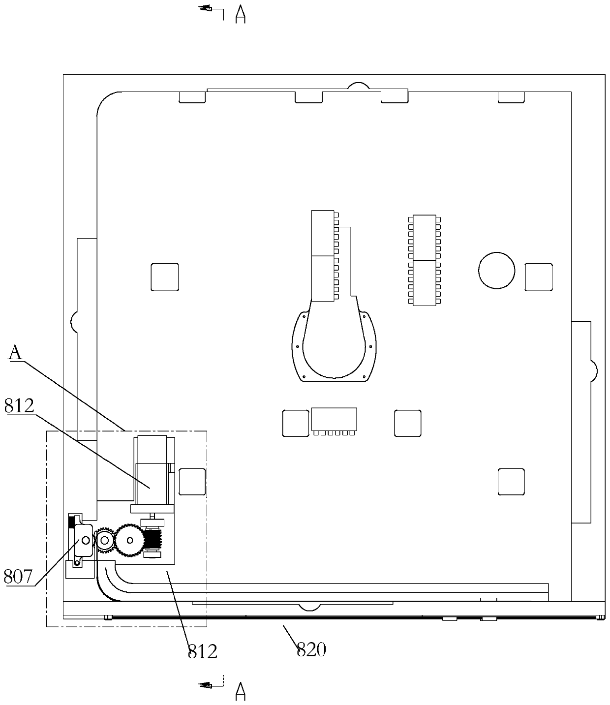 Driving device for optical inspection outside material cabin and exposure platform