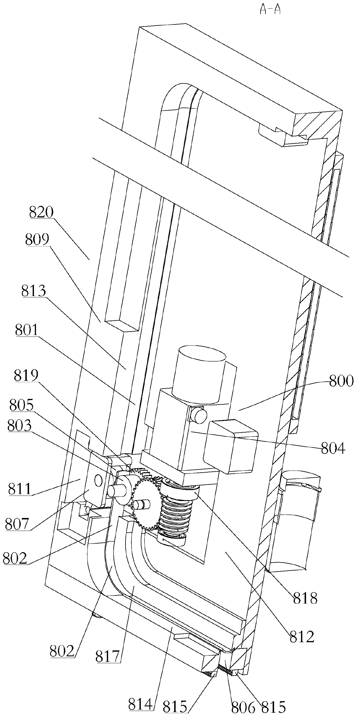 Driving device for optical inspection outside material cabin and exposure platform