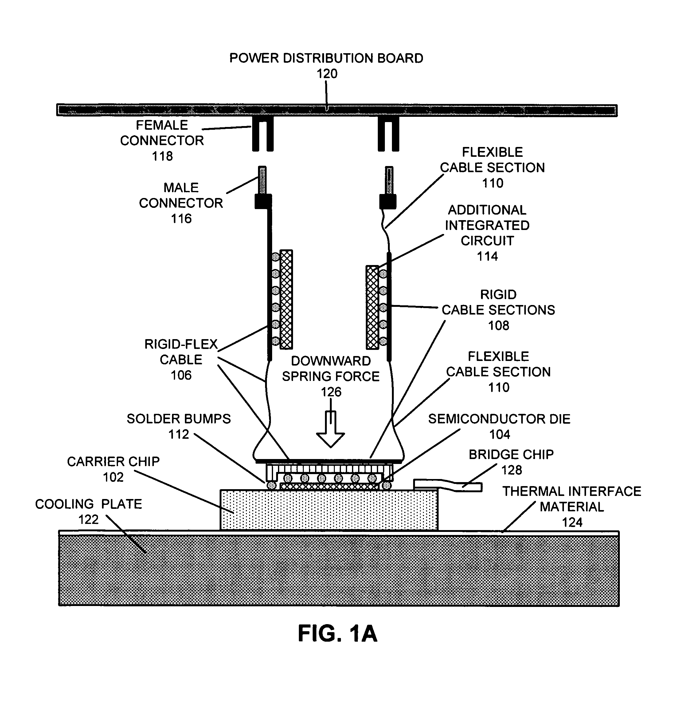 Multi-chip module structure with power delivery using flexible cables