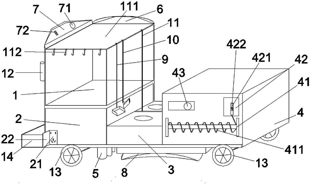 Building multifunctional cleaning vehicle with unmanned aerial vehicle