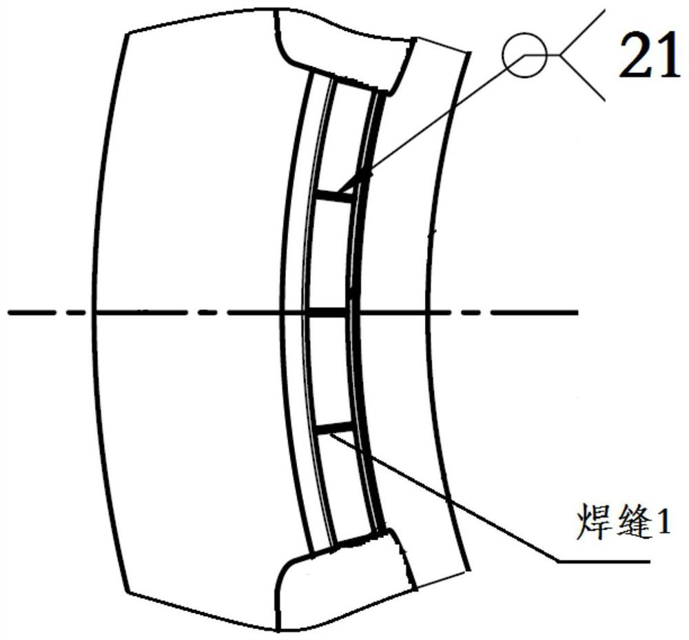 Assembly welding method for ring-shaped thin-walled sheet metal part of gas turbine and welding electrode