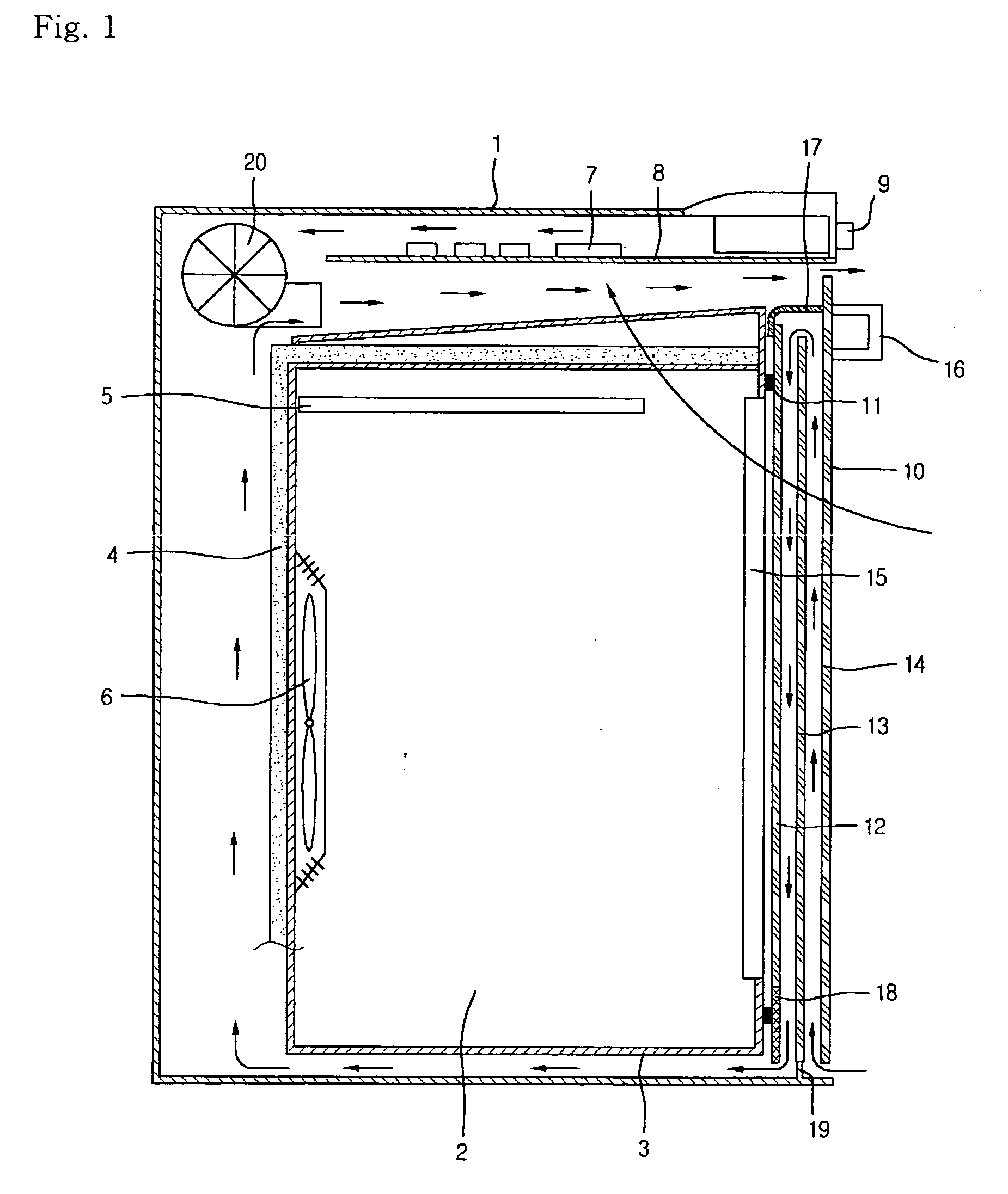 Electric oven with door cooling structure