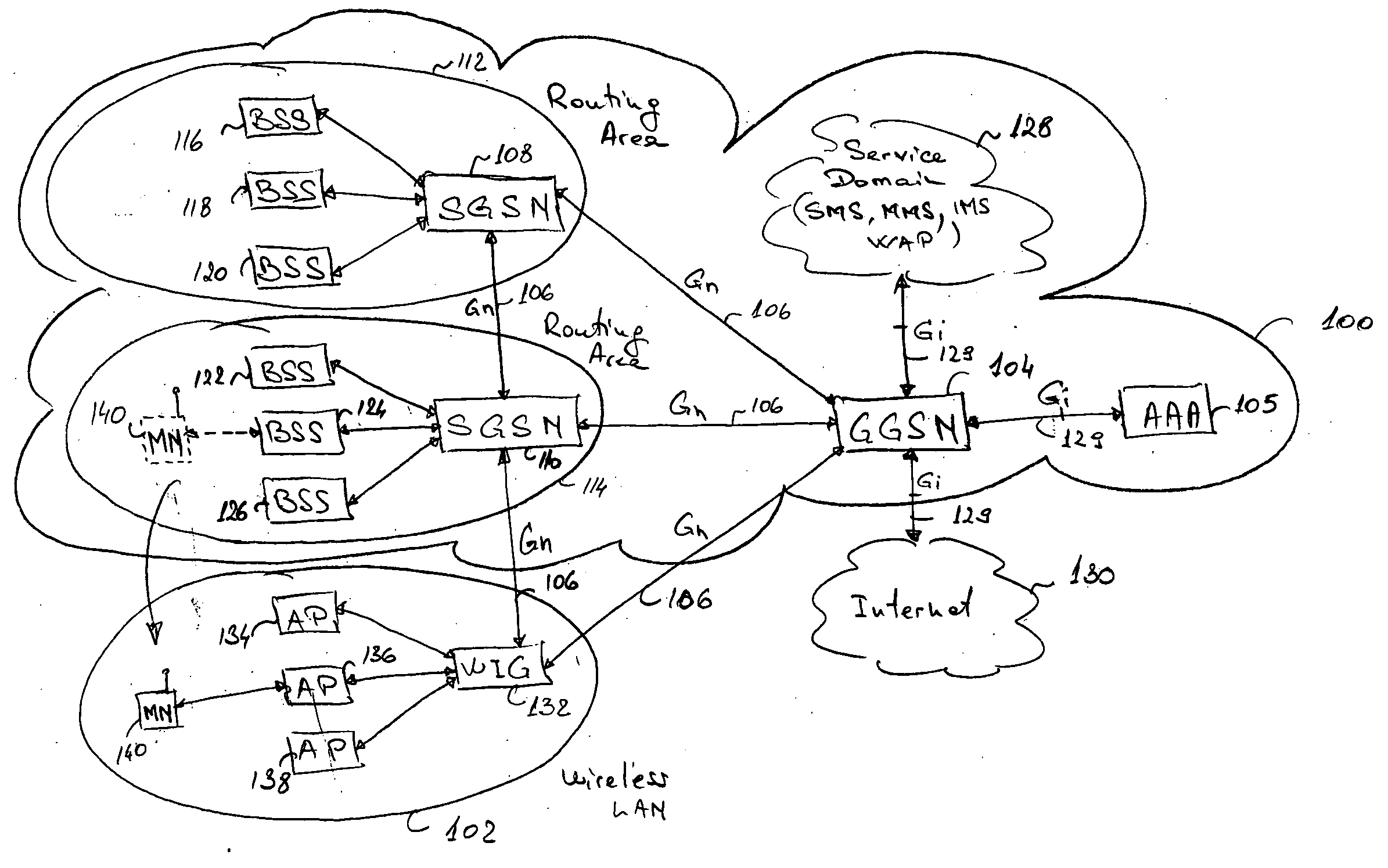 Seamless hand-off of mobile node to a wireless local area network (WLAN)