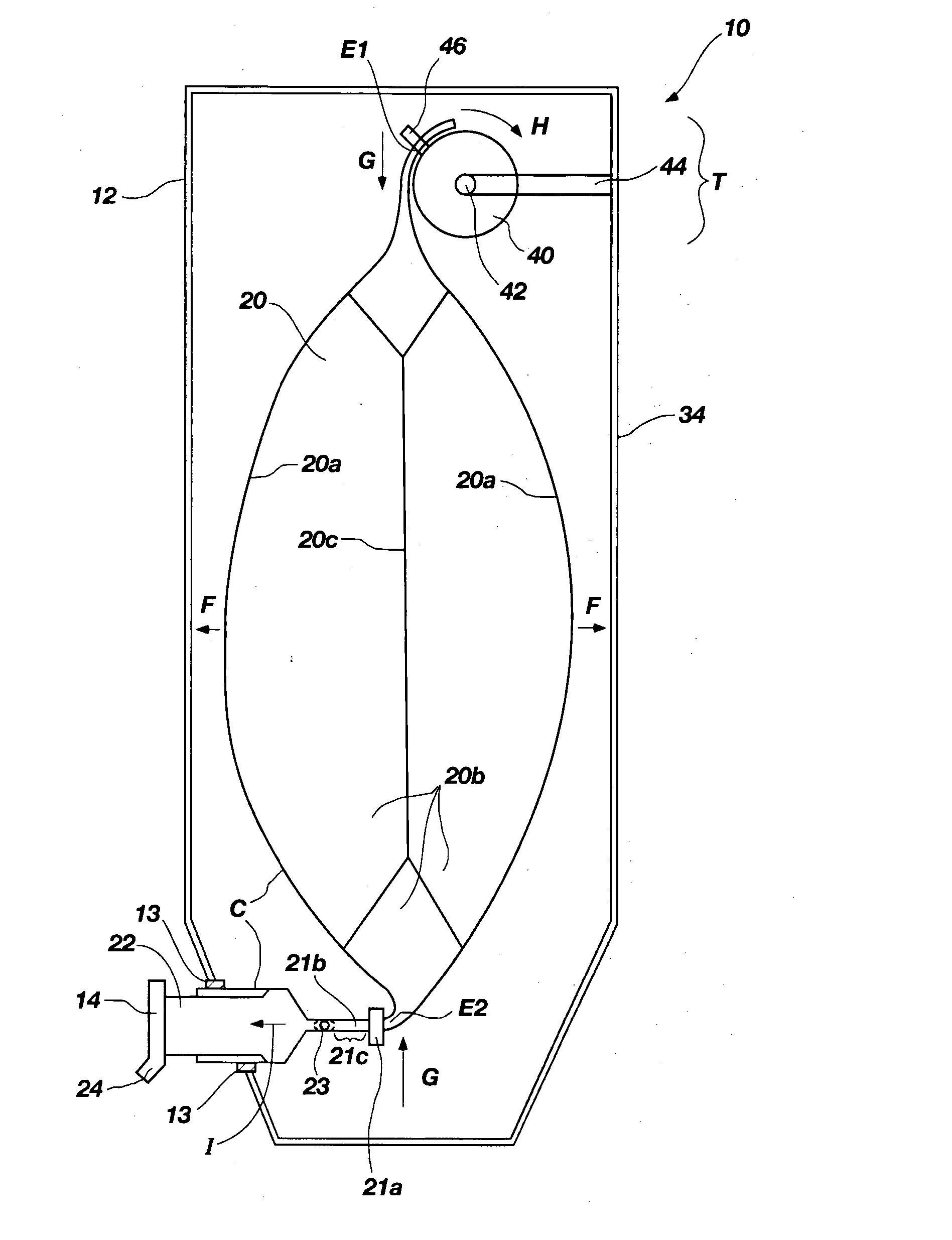 Fluid product dispenser with collapsible reservoir and tensioning means therefor