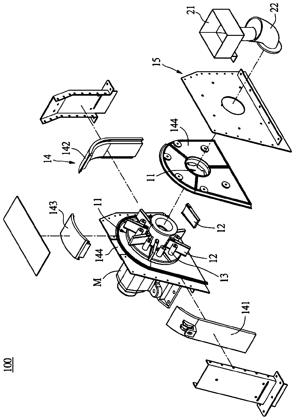 Impeller equipment for sand blasting-shot peening machine table, and sand blasting-shot peening machine table