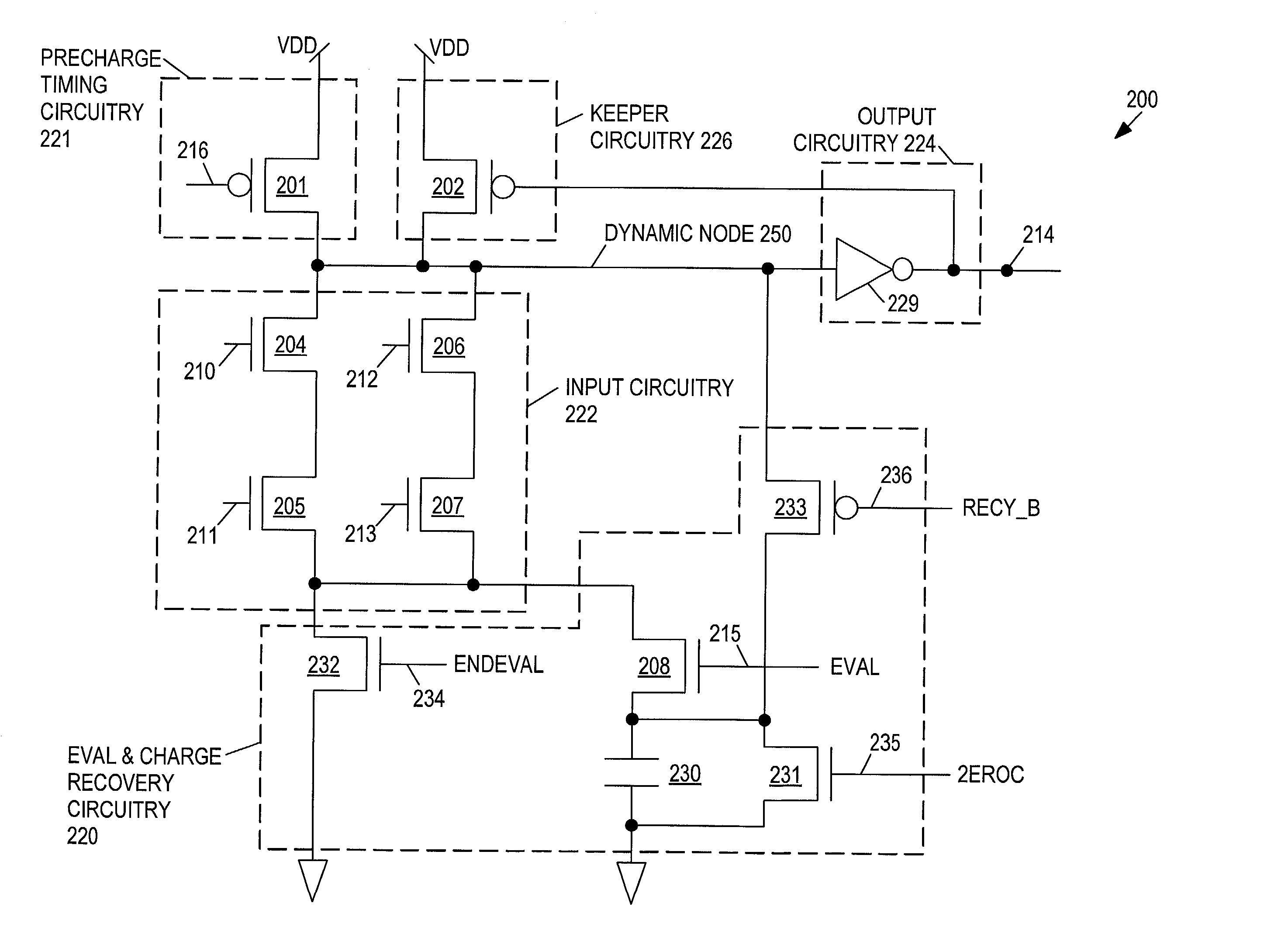 Charge recovery for dynamic circuits