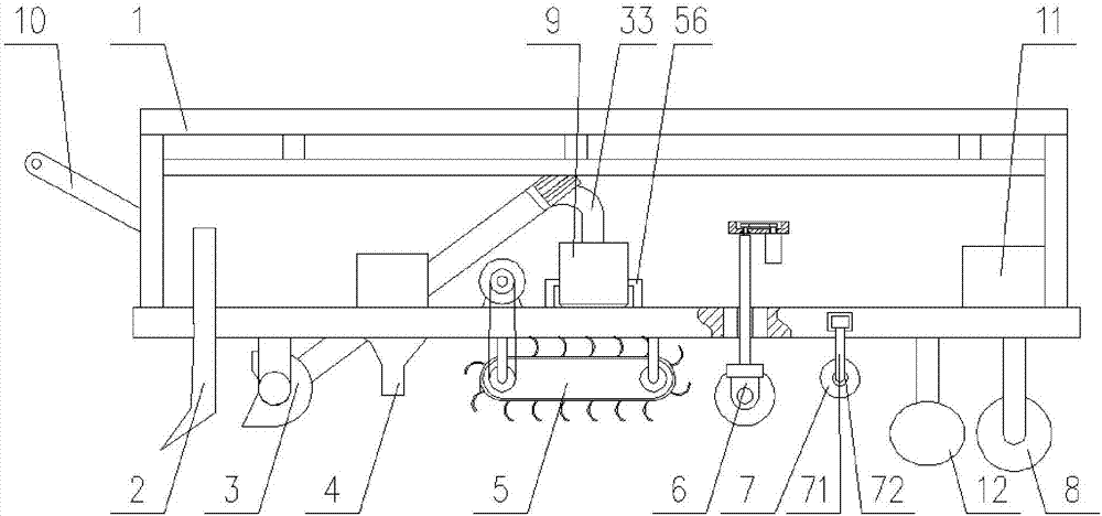 Agricultural ditching membrane-coating soil-covering device