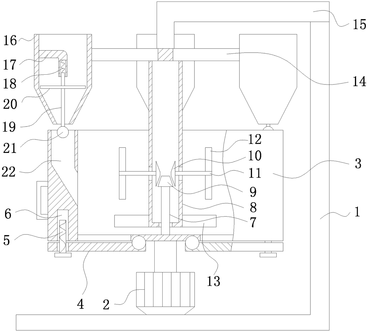 Powder mixing device of 3D ink-jet anticorrosive wooden tiles