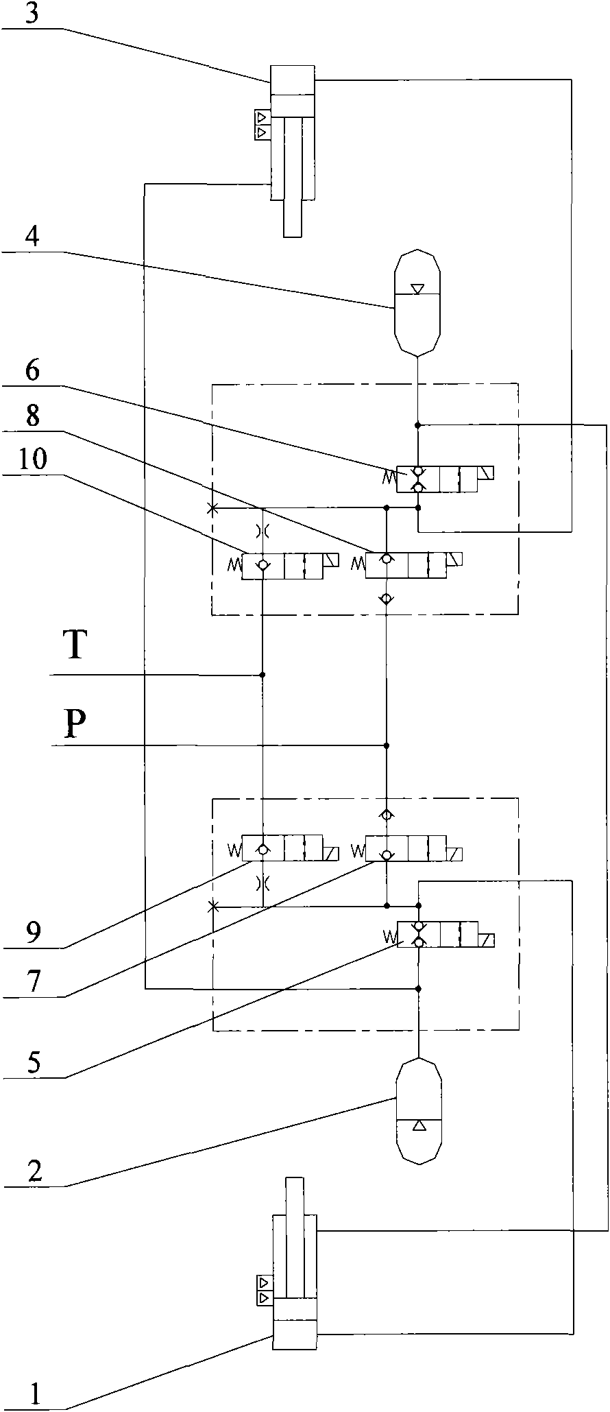 Hydro-pneumatic suspension control loop, multi-axle vehicle hydro-pneumatic suspension system and crane