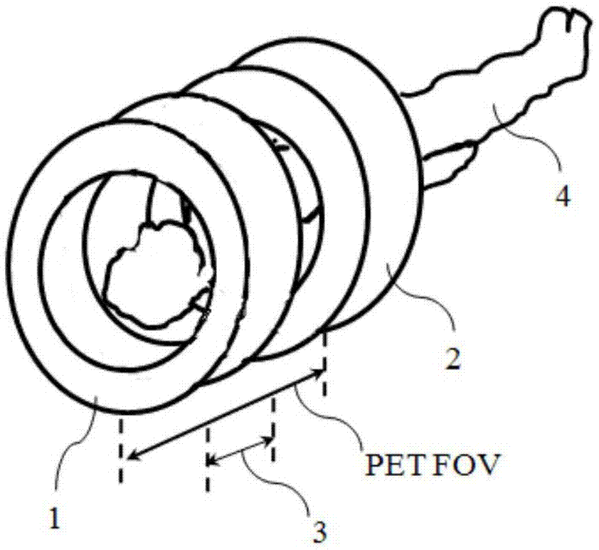 Panel PET imaging device with window