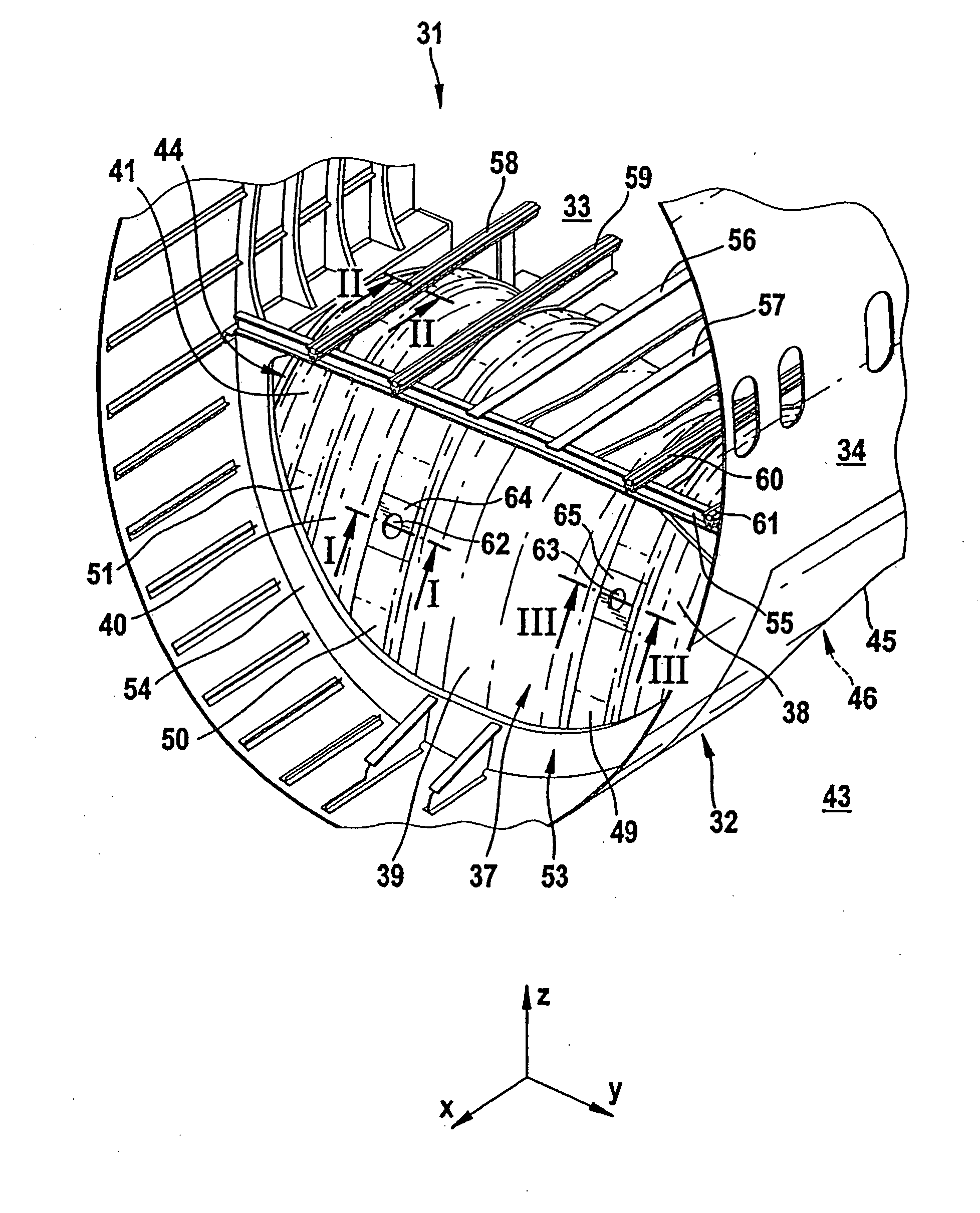 Airframe structure of an aircraft or spacecraft