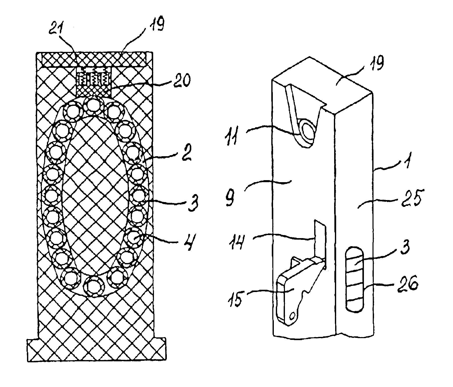 Magazine for bullet pneumatic arms and case for said bullet magazine of a pneumatic arm