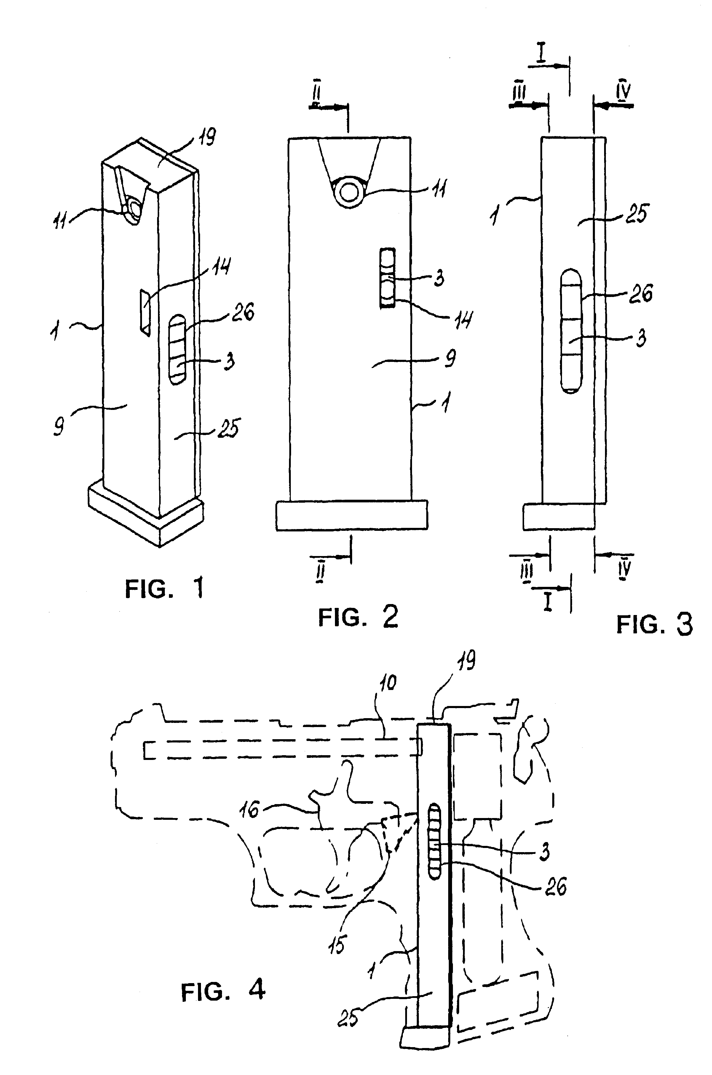 Magazine for bullet pneumatic arms and case for said bullet magazine of a pneumatic arm