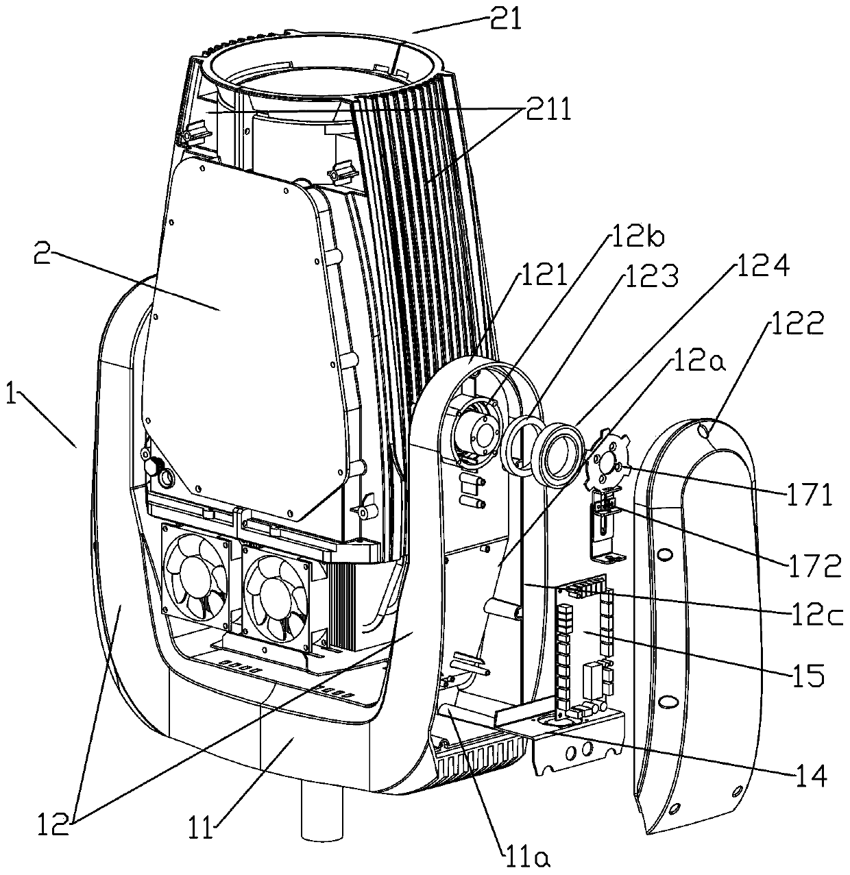 Waterproof moving head lamp capable of improving heat dissipation efficiency for stages