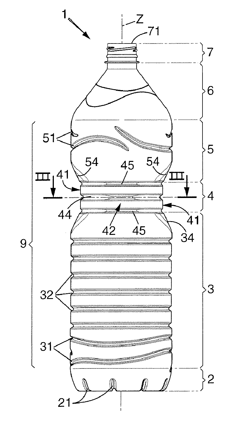 Plastic bottle with a gripping portion