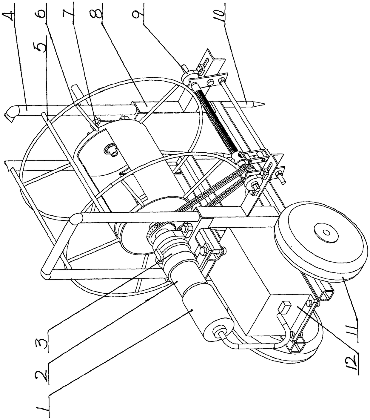 Agricultural water pipe take-up and pay-off machine