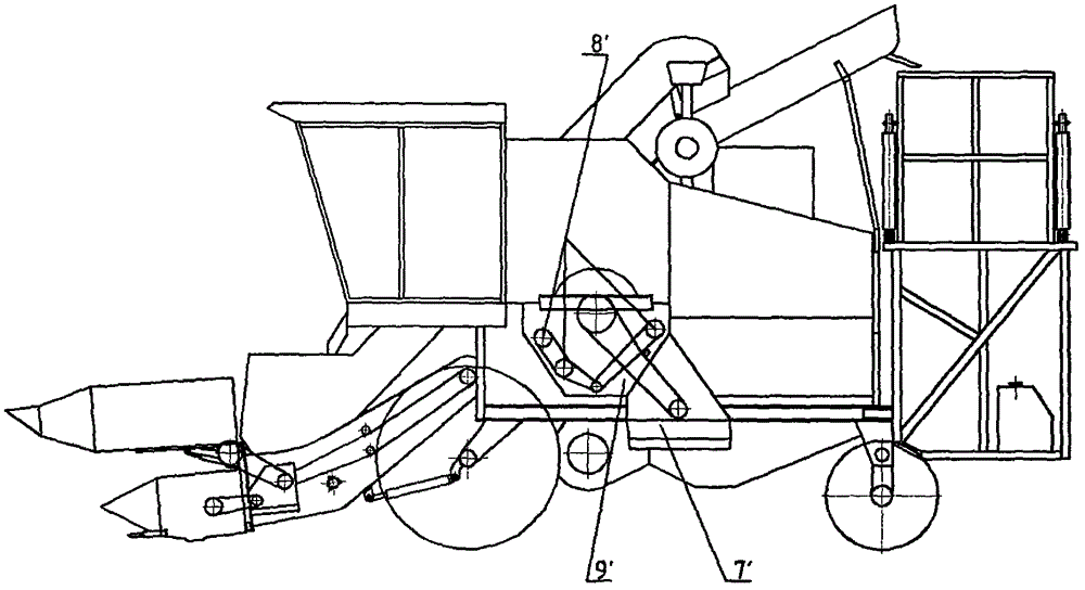 Corn harvesting and stalk separating machine and harvesting method