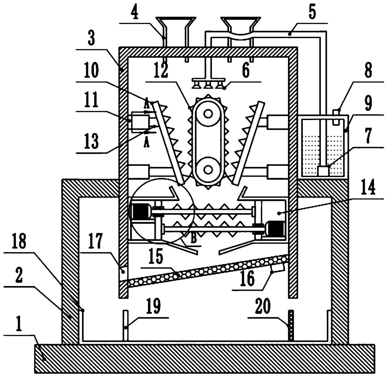 Construction waste treatment and recycling device for construction site