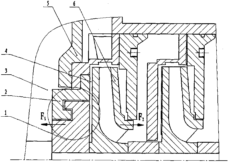 Rear ring back-turning type balance drum of multi-stage pump