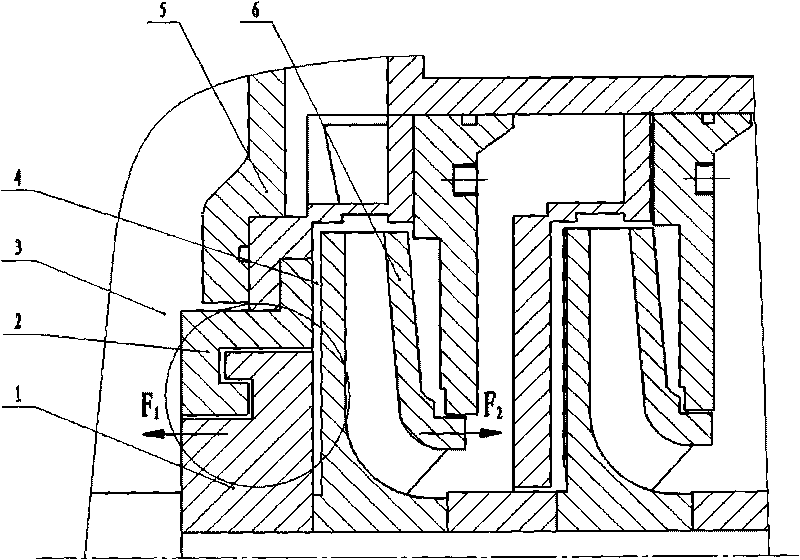 Rear ring back-turning type balance drum of multi-stage pump