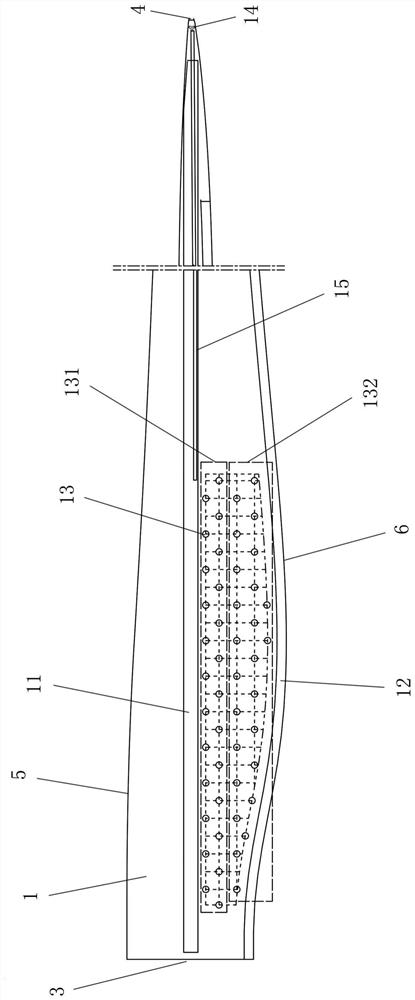 Blade, wind turbine and method of operation