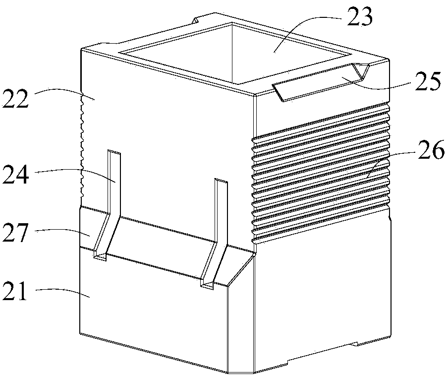 Connecting device, fixing head of connecting device and interface of connecting device