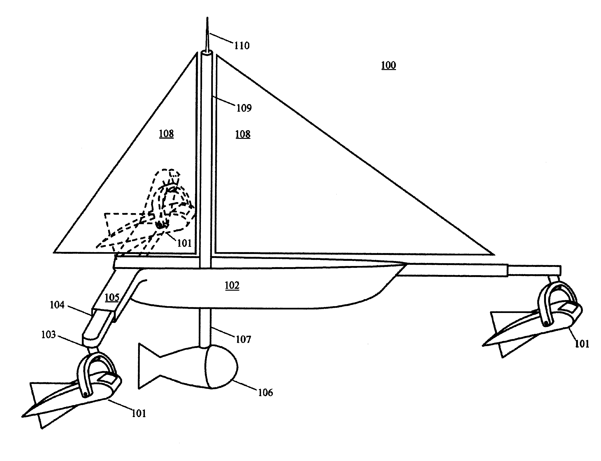 Turbine-integrated hydrofoil