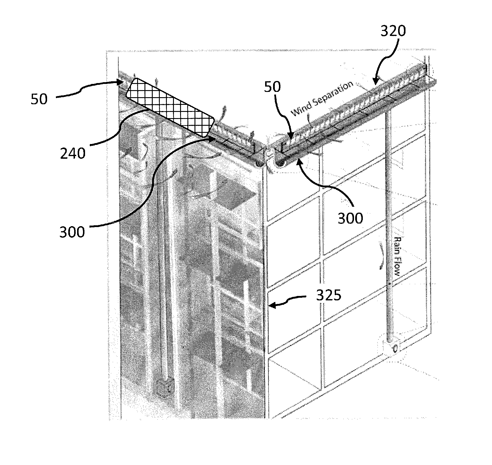 Active aerodynamics mitigation and power production system for buildings and other structures