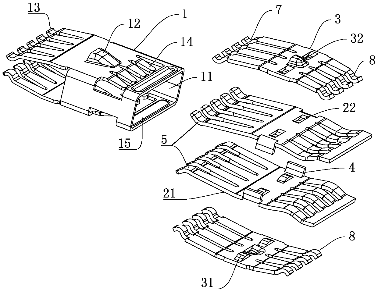 Sheet-type contact element jack structure