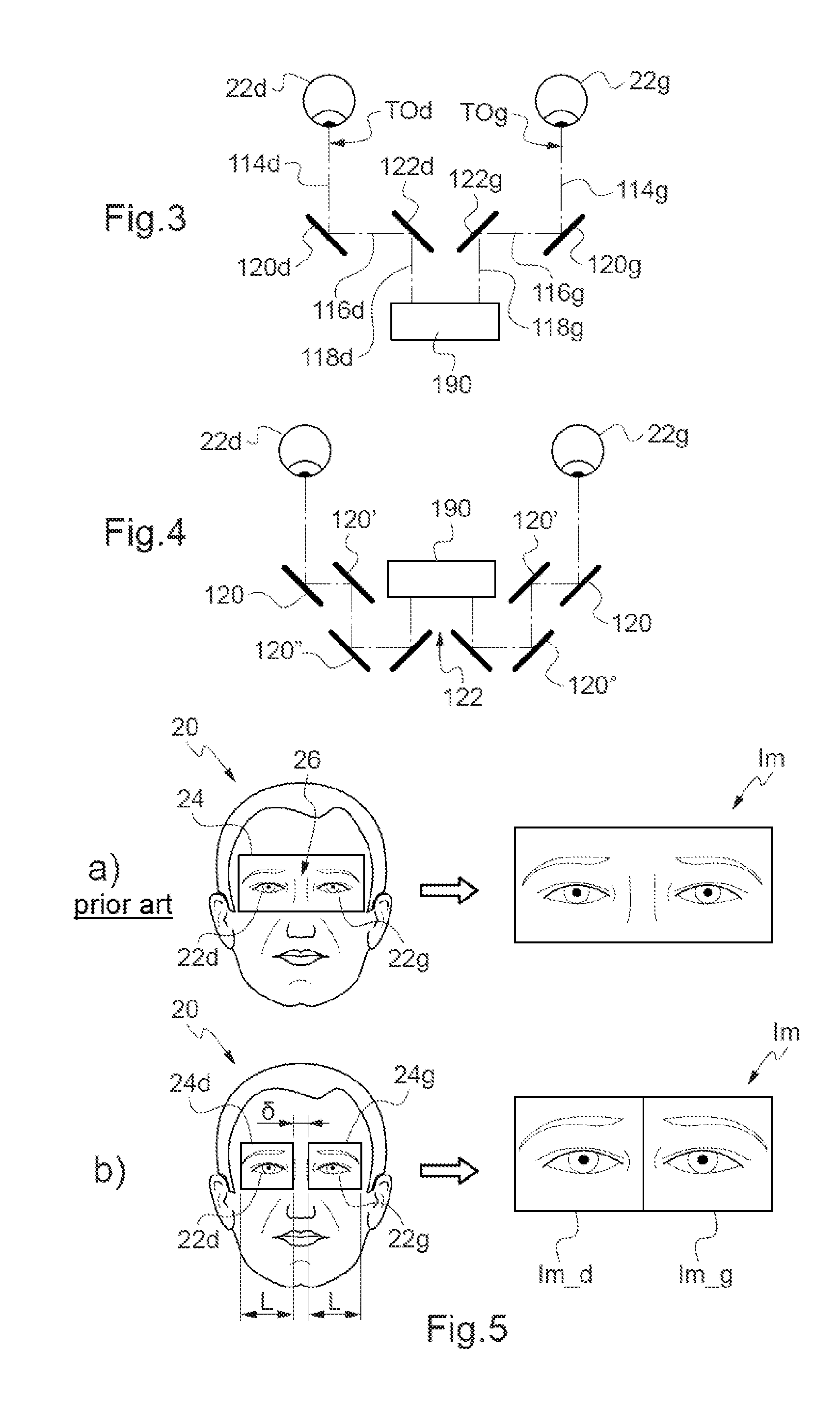 Optical system for following ocular movements and associated support device