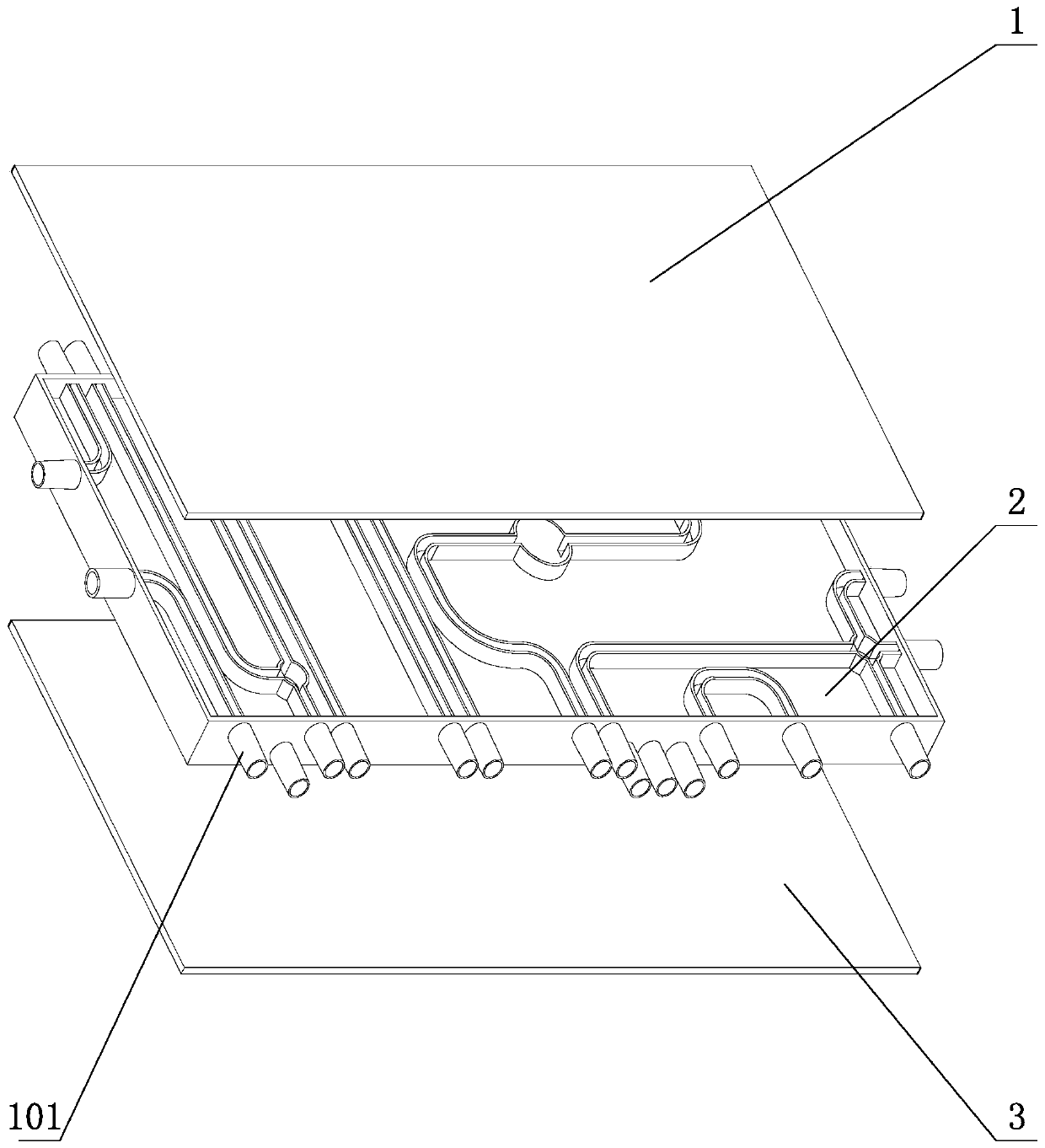 Double-layer-flow path integration device for centrifugal bag type blood component separator