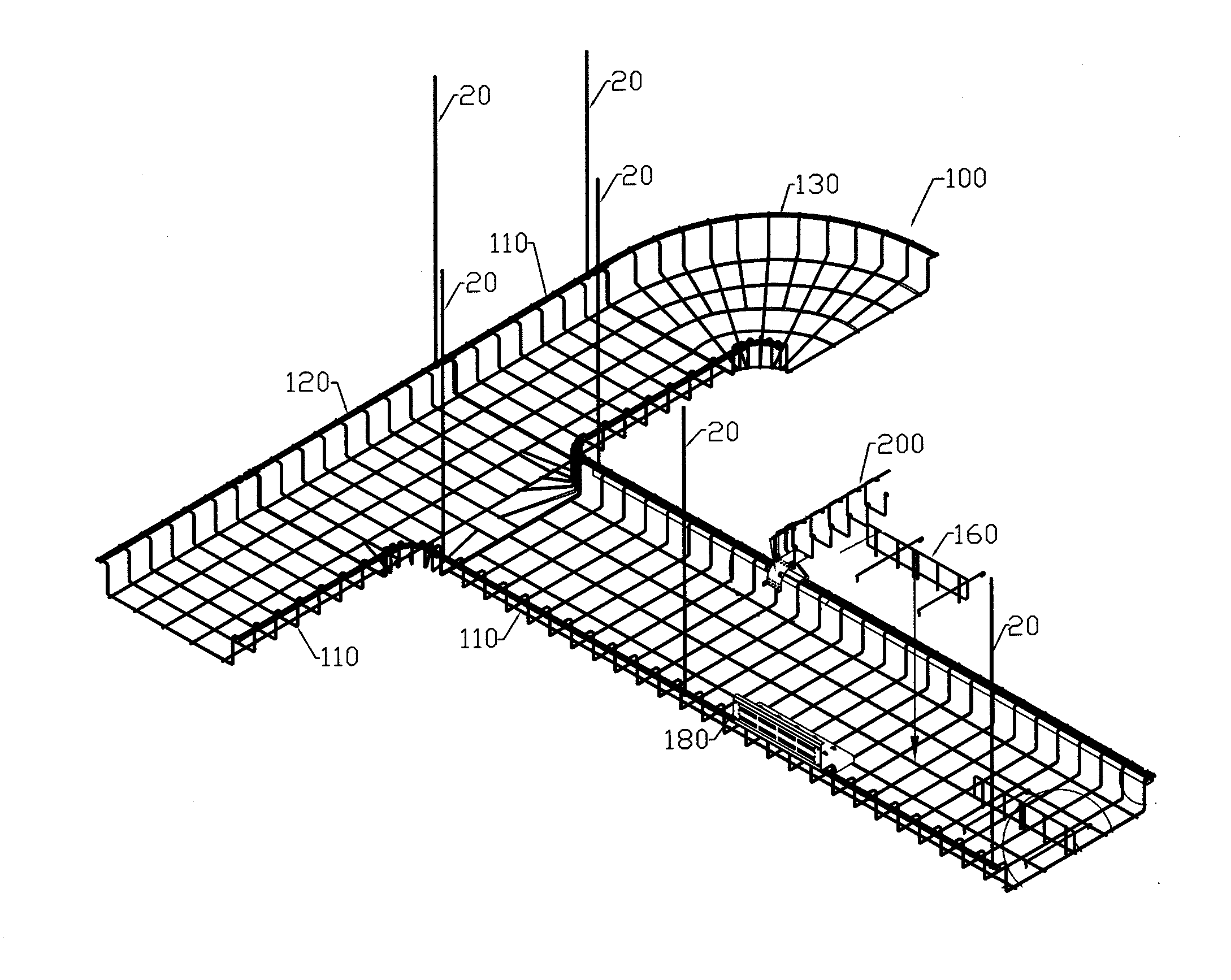 Suspended cable support system