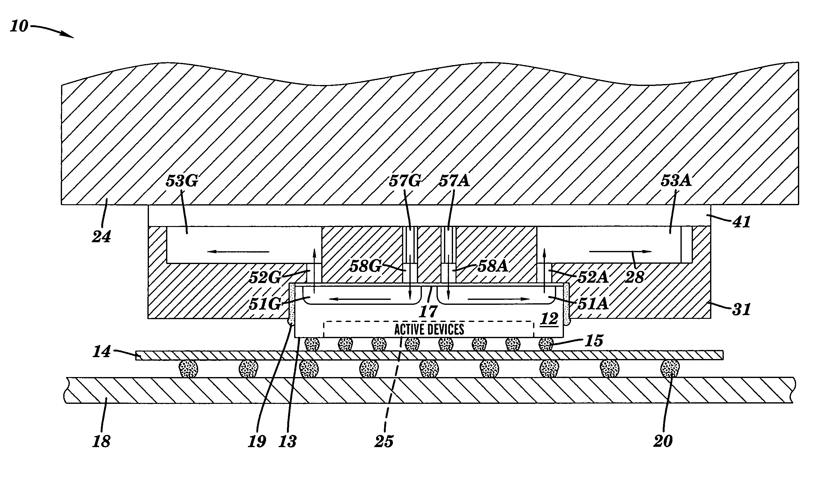 Cooling of substrate using interposer channels