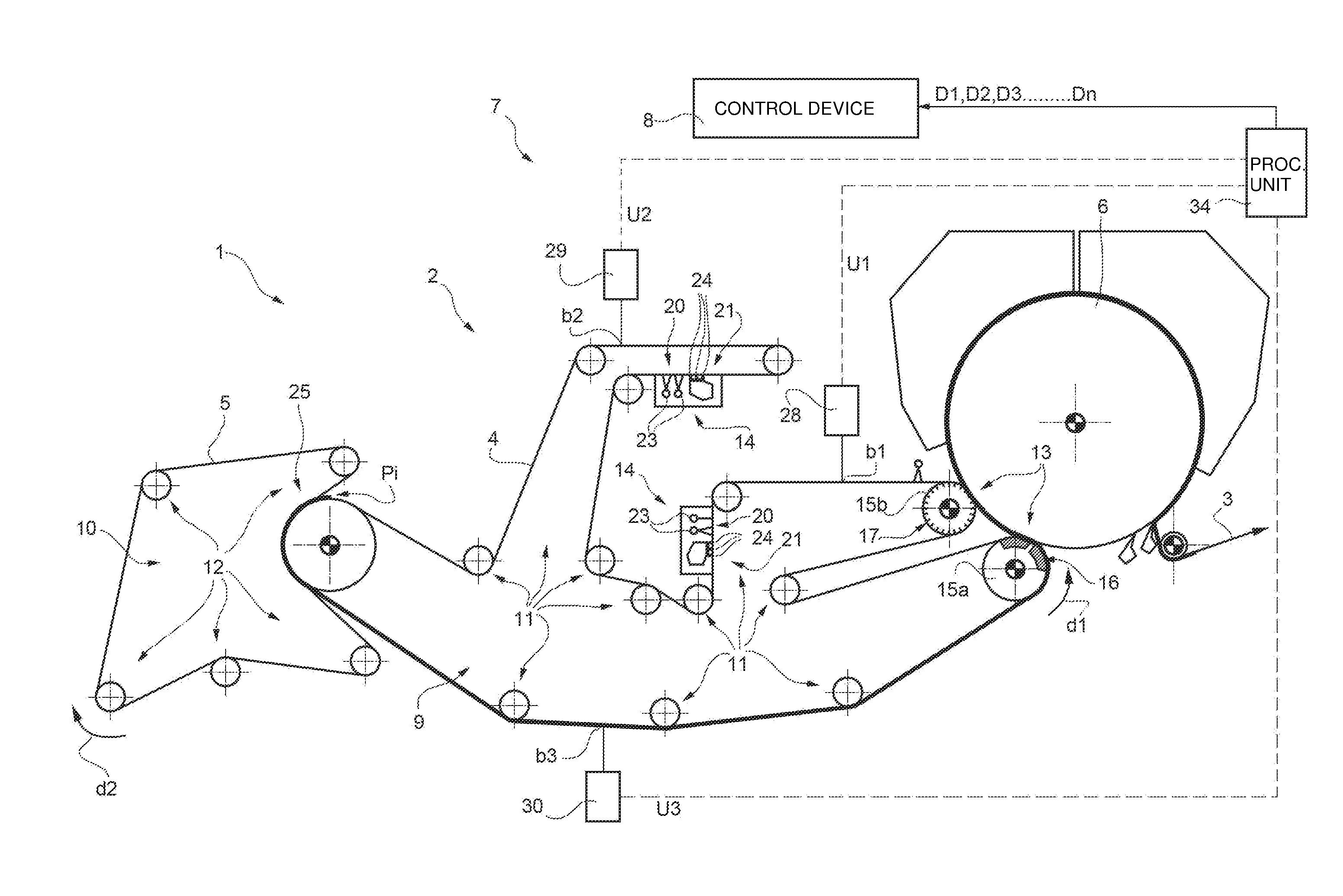 Apparatus and method for controlling the conditions of at least one band circulating in a paper making machine and paper making machine comprising said apparatus