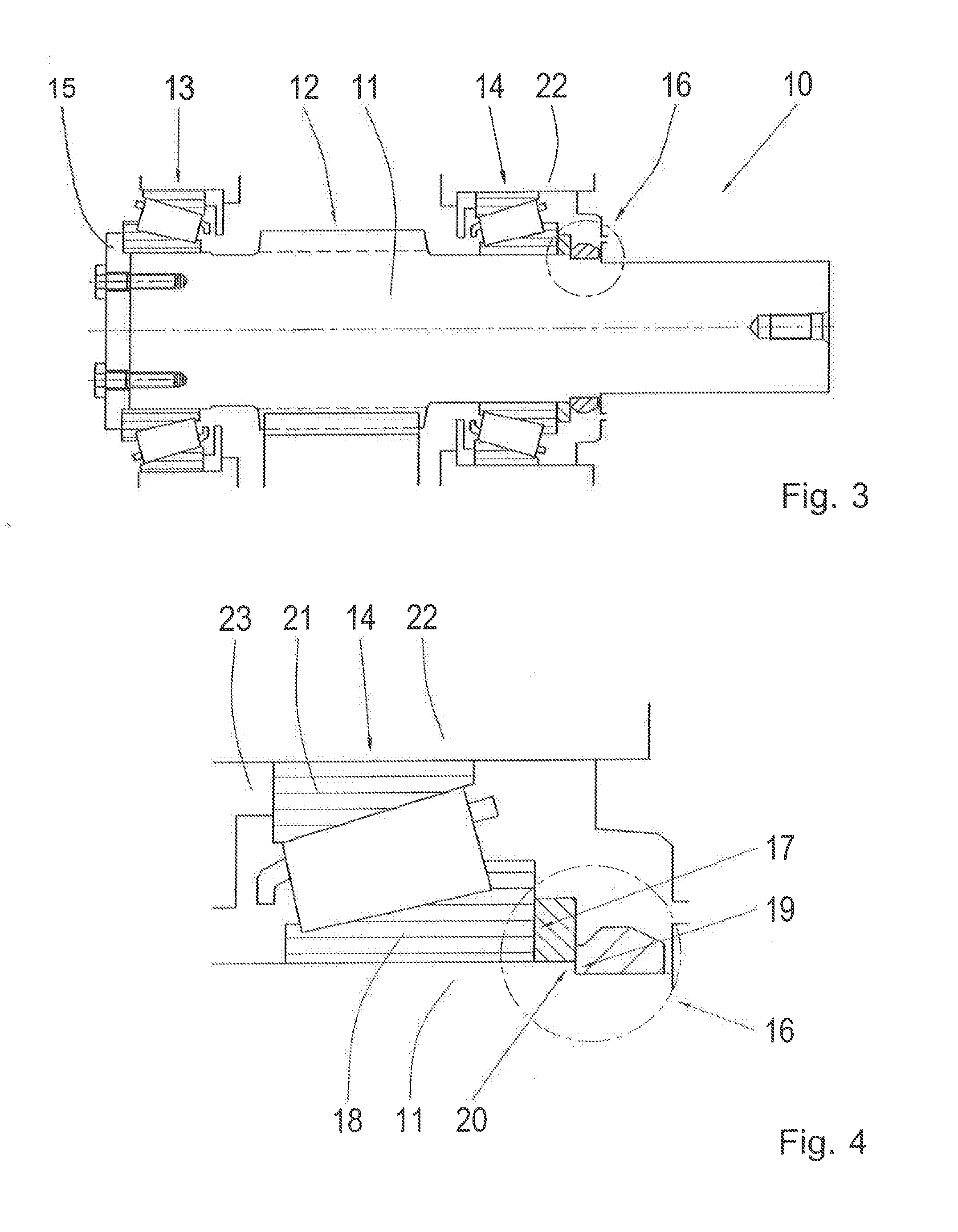 Shaft-bearing subassembly for a wind turbine transmission