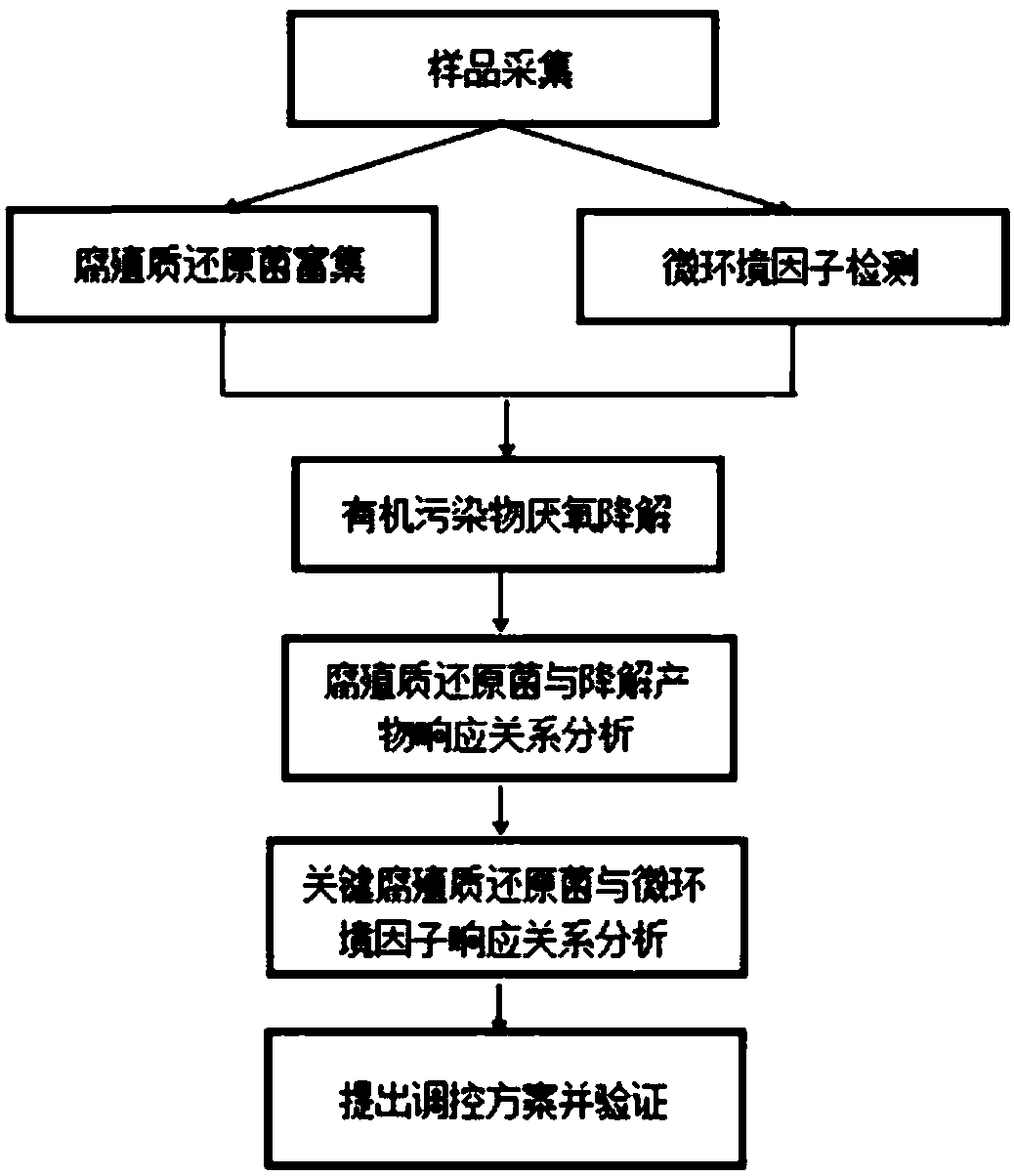 Regulation and control method for promoting directional degradation of organic pollutants through compost humus reducing bacteria