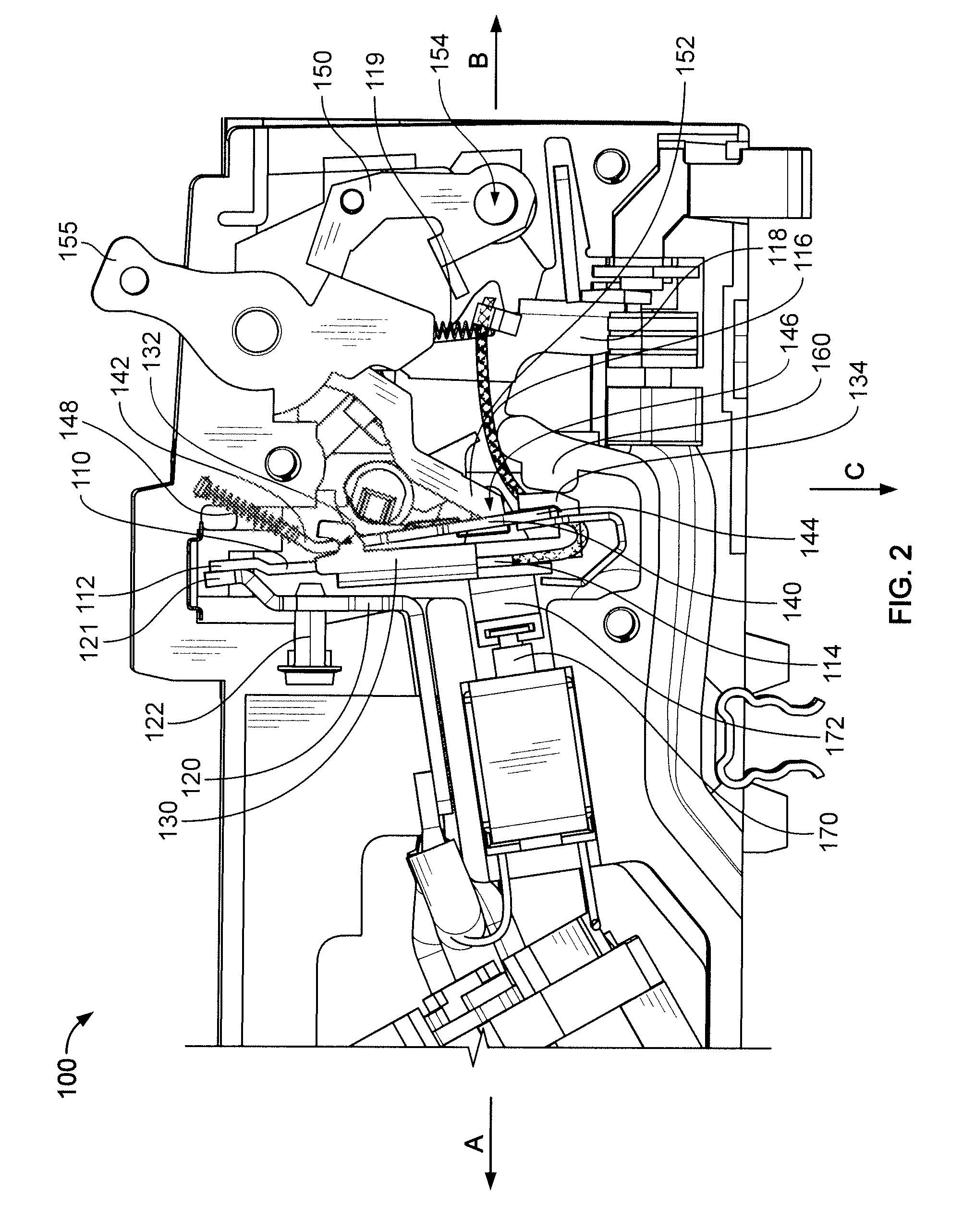 Circuit breaker having reduced auxiliary trip requirements