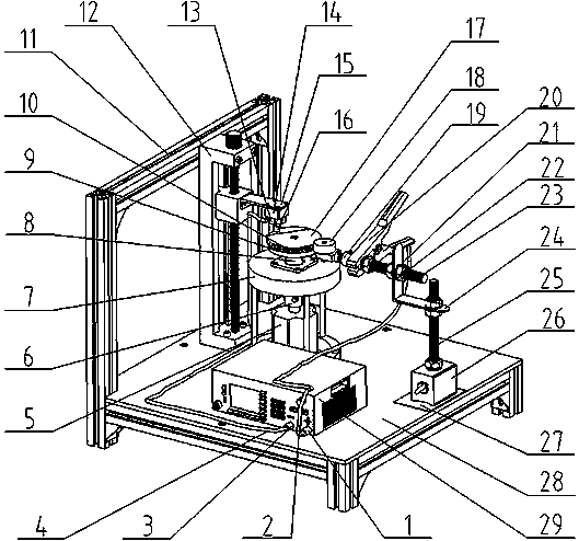 Frictional wear test device under current-carrying condition