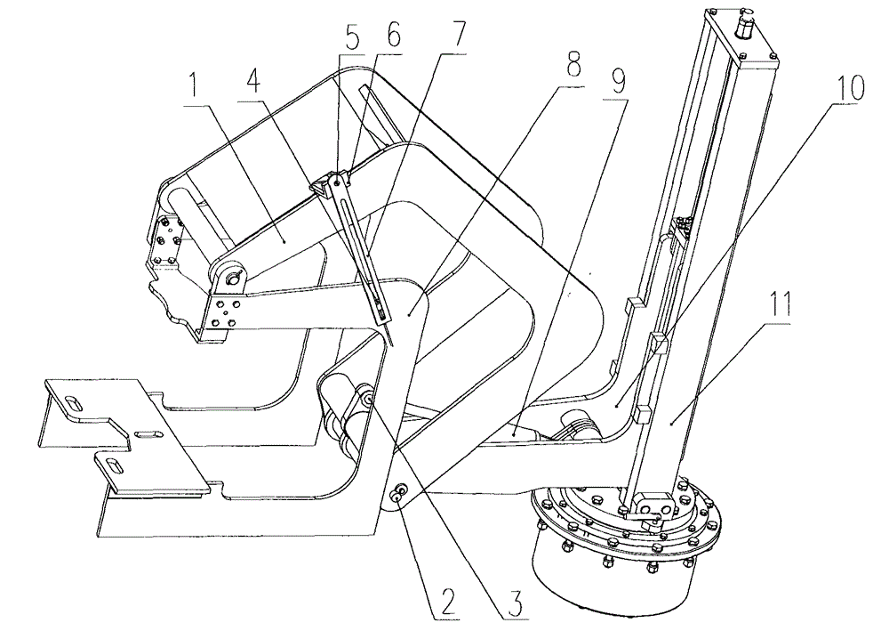 An iron driller support device adopting a telescopic support structure