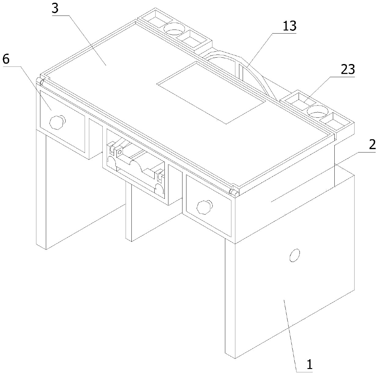 Multimedia platform of which height and inclination of desktop can be adjusted