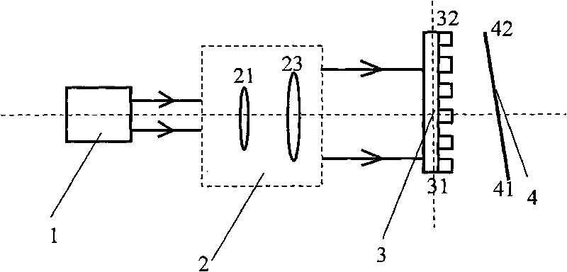 Device for producing triangular fiber grating