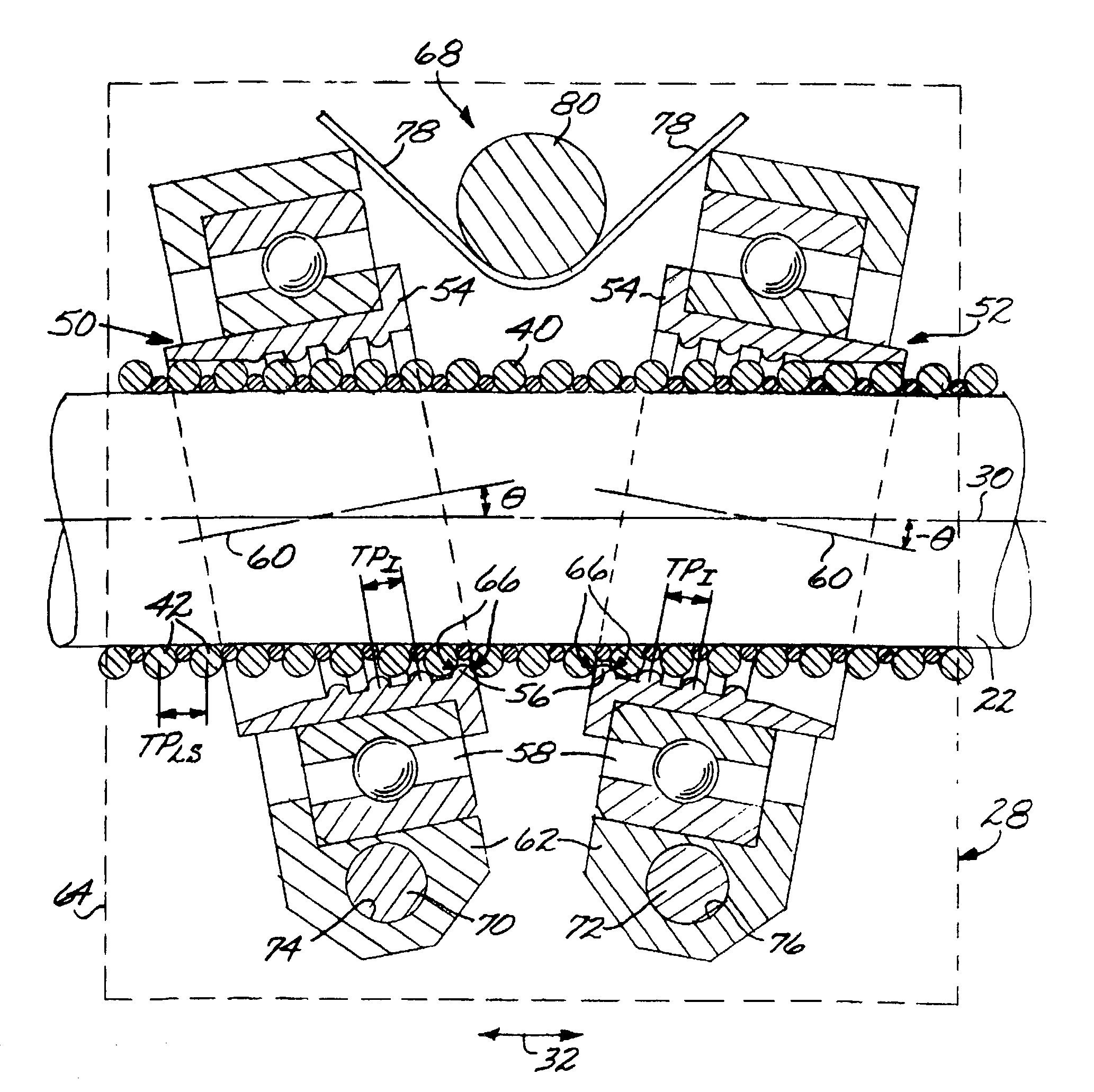 Leadscrew mechanical drive with differential leadscrew follower structure