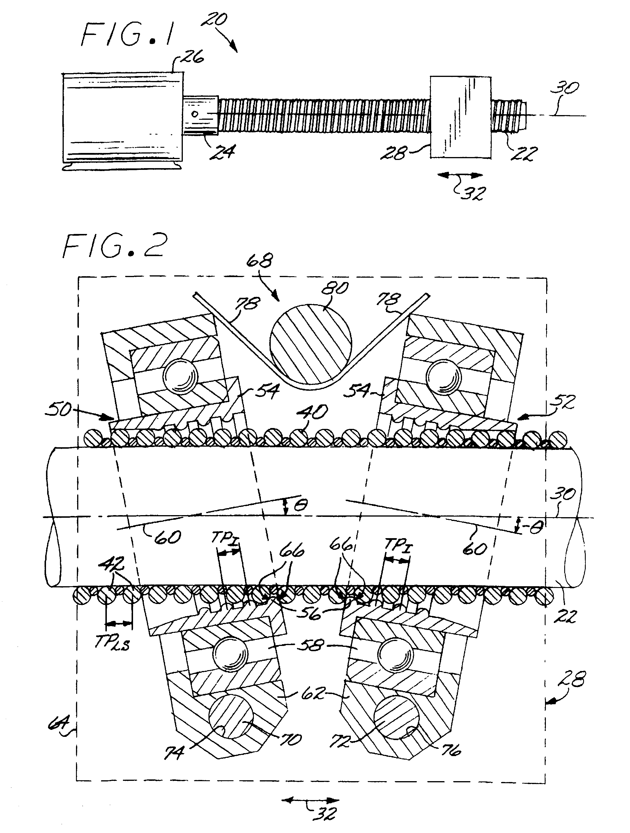 Leadscrew mechanical drive with differential leadscrew follower structure