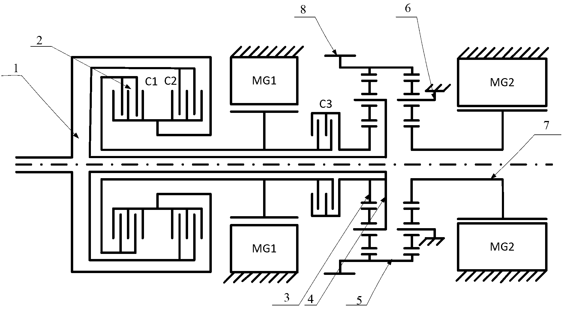 Input-power-split hybrid automatic transmission