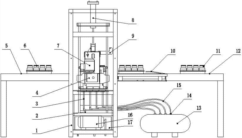 Pneumatic bottle taking system for edible fungi cultivation