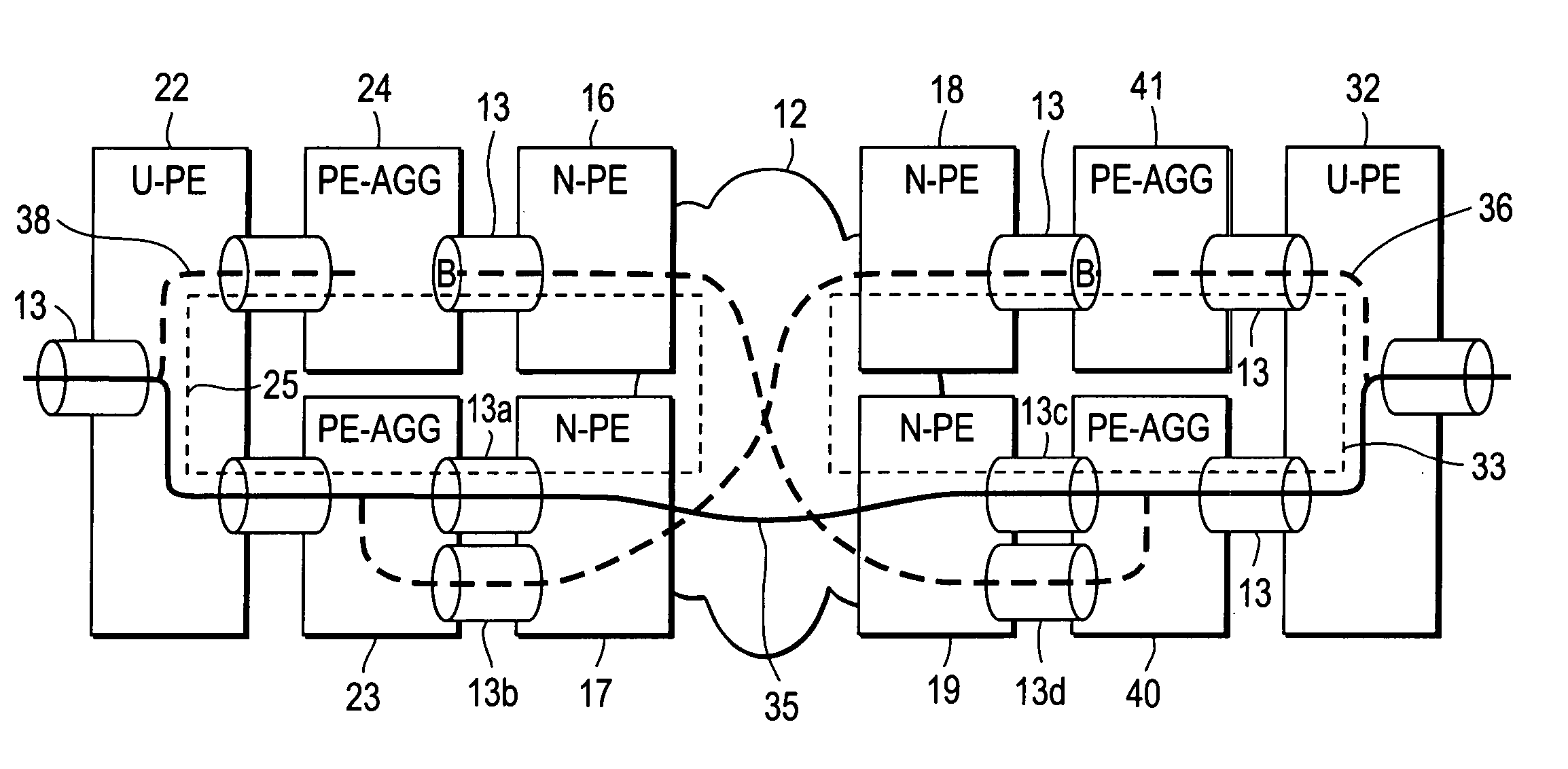 Computer network with point-to-point pseudowire redundancy