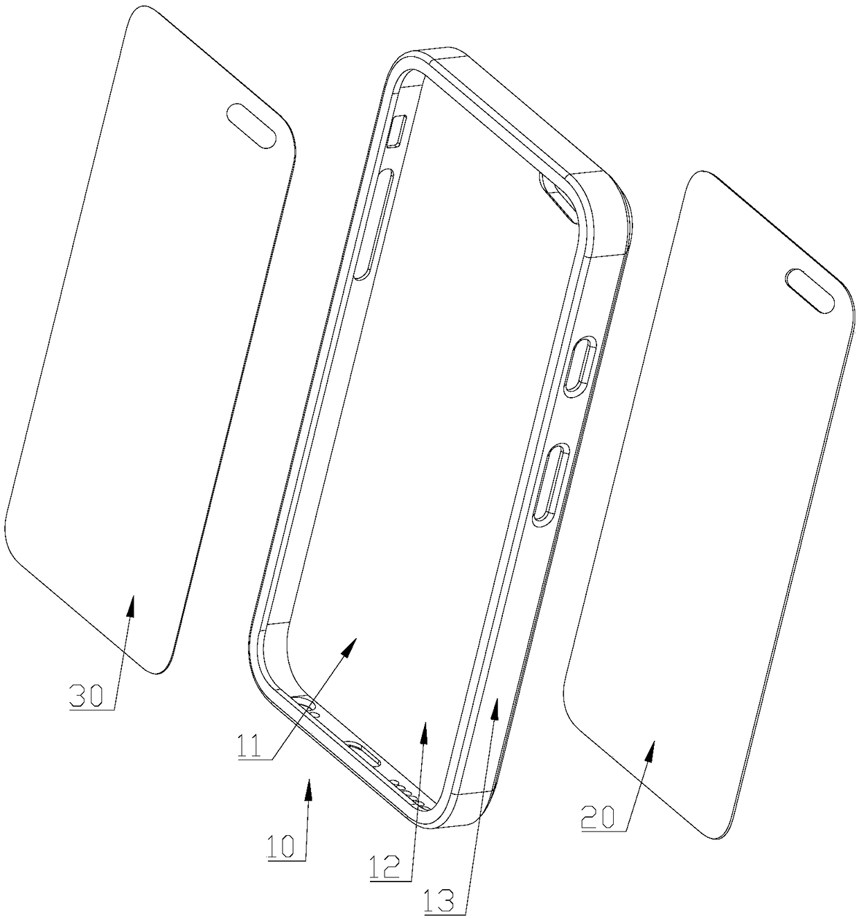 Mobile phone case with anti-fall protection function and manufacturing method thereof