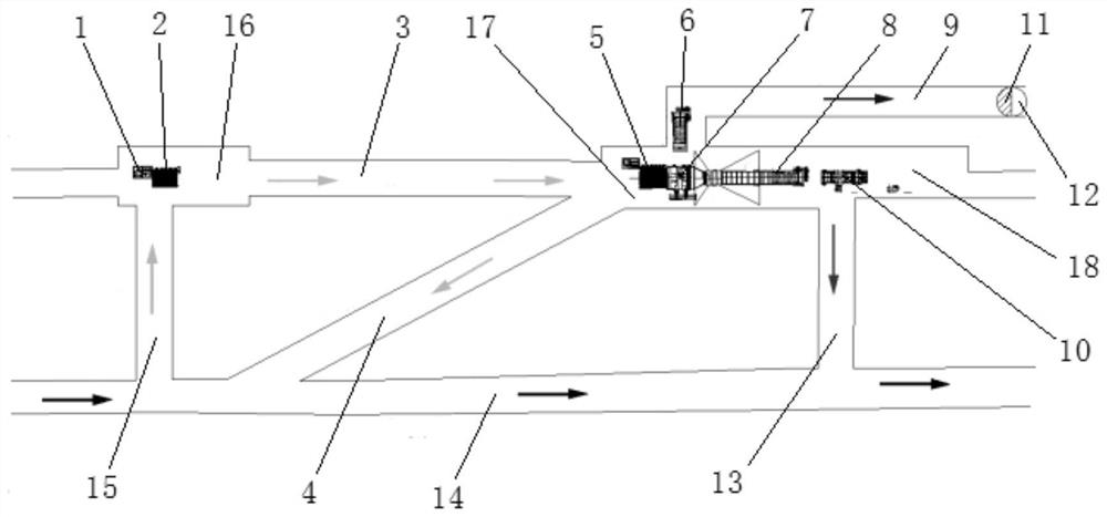 Intensive underground coal and gangue separation system and construction method