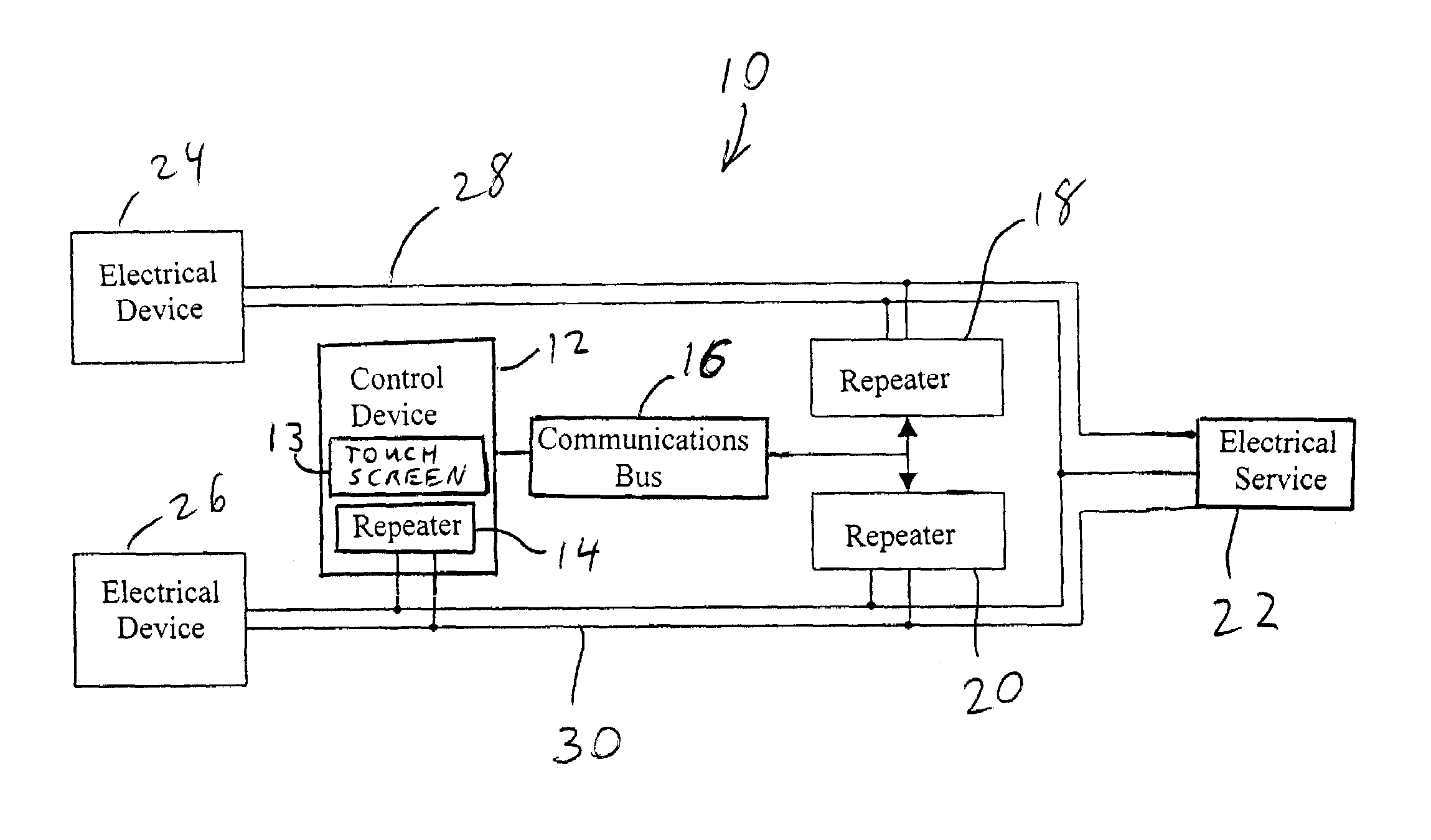 Plug-in single phase power line signal repeater with low voltage bus