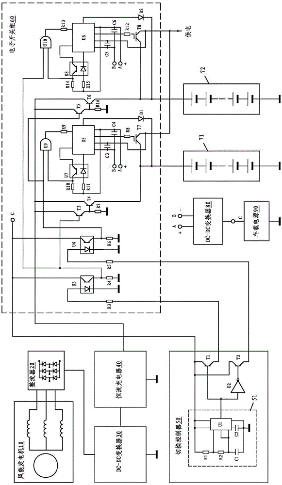 Vehicle-mounted on-the-way alternating automatic charging and electricity supplying system and method for electric vehicle